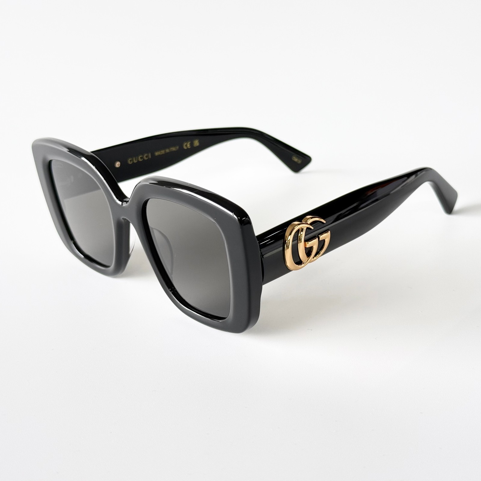 Gucci GG1975S Square Sunglasses Black Frame Gray Lens Women 51-22-145 Gucci GG1975S Square Sunglasses Black Frame Gray Lens Women 51-22-145