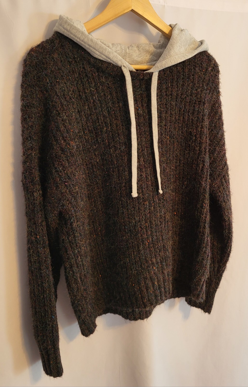 New Mohair  Hoodie Sweater Gray Fuzzy Textured Women M Grunge Skater -AERIE-