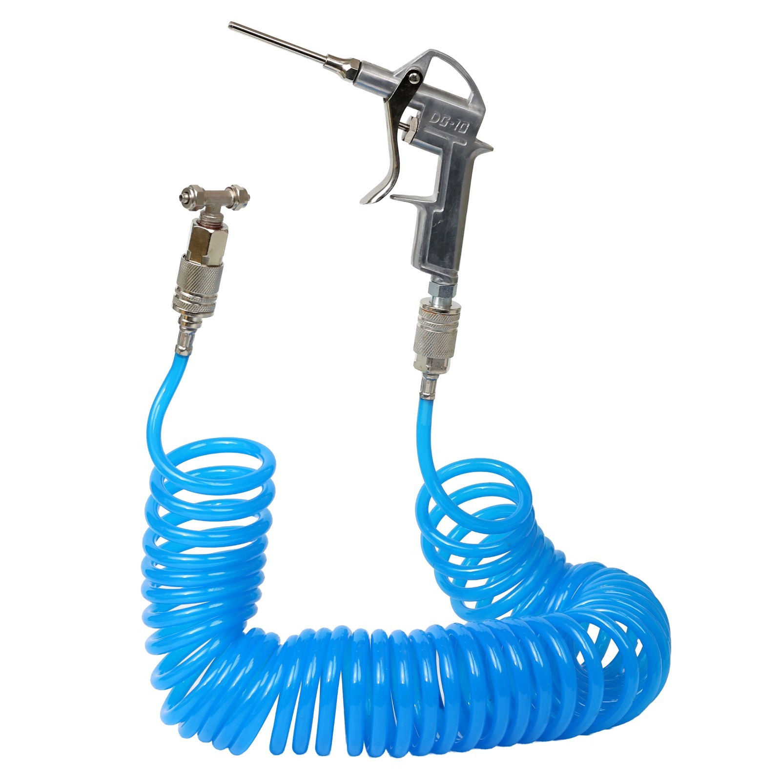 Truck Air Duster Gun Kit 30ft Coiled Hose T-Shape Adaptor For Air Ride Seat