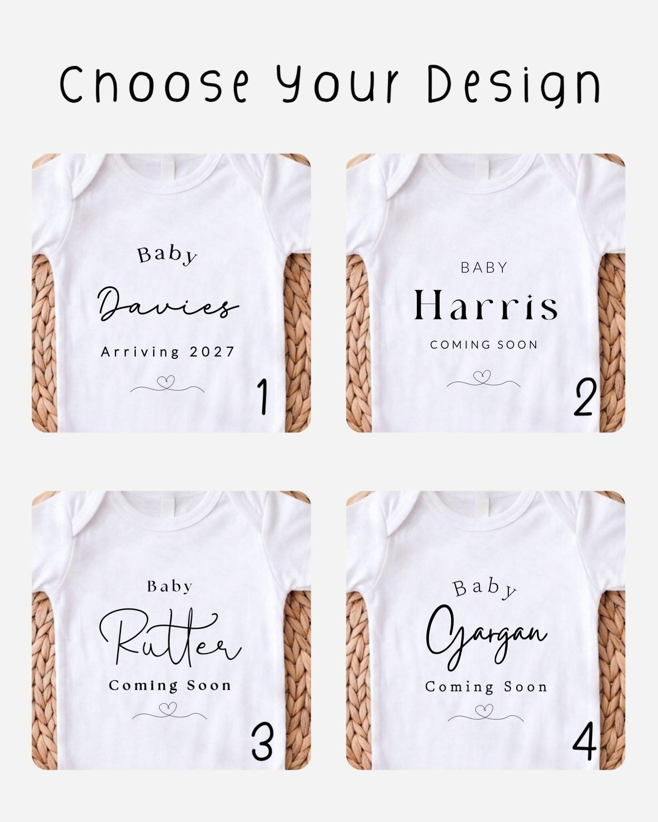 Personalised Baby Announcement Vest: Custom Surname, Pregnancy Reveal Grow