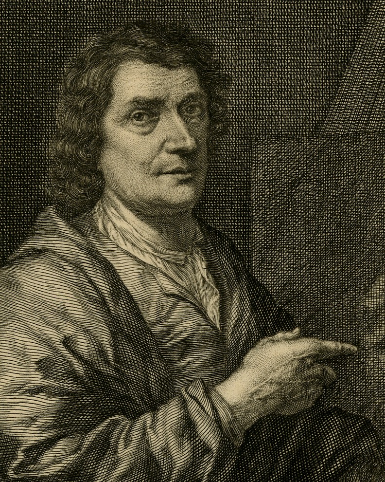 Rare Antique Master Print-PORTRAIT-JOOST VAN GEEL-PAINTER-Houbraken-1727