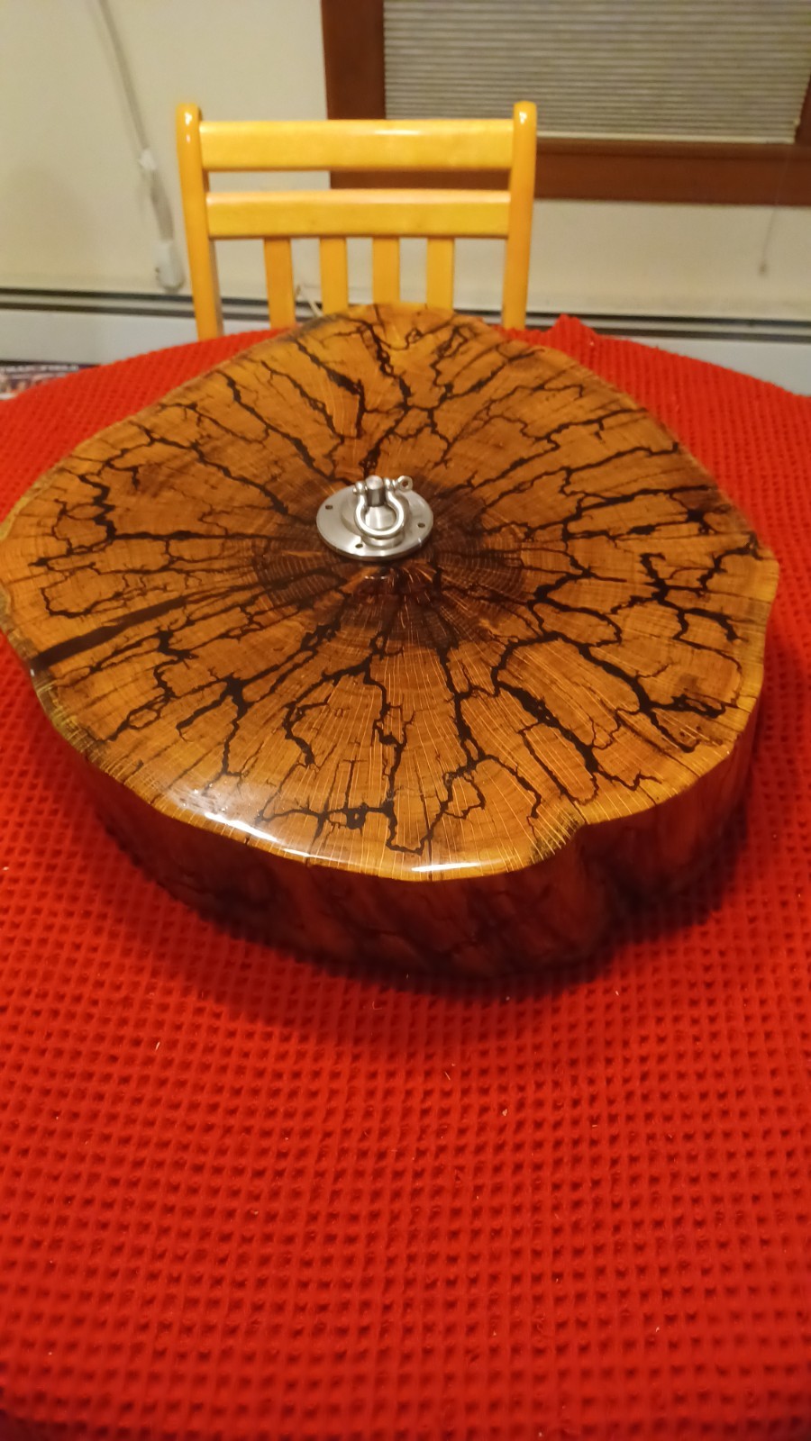 Boxing Speed Bag Platform - Fractal Burned - Solid Oak Drum \'Teardrop\' Slab