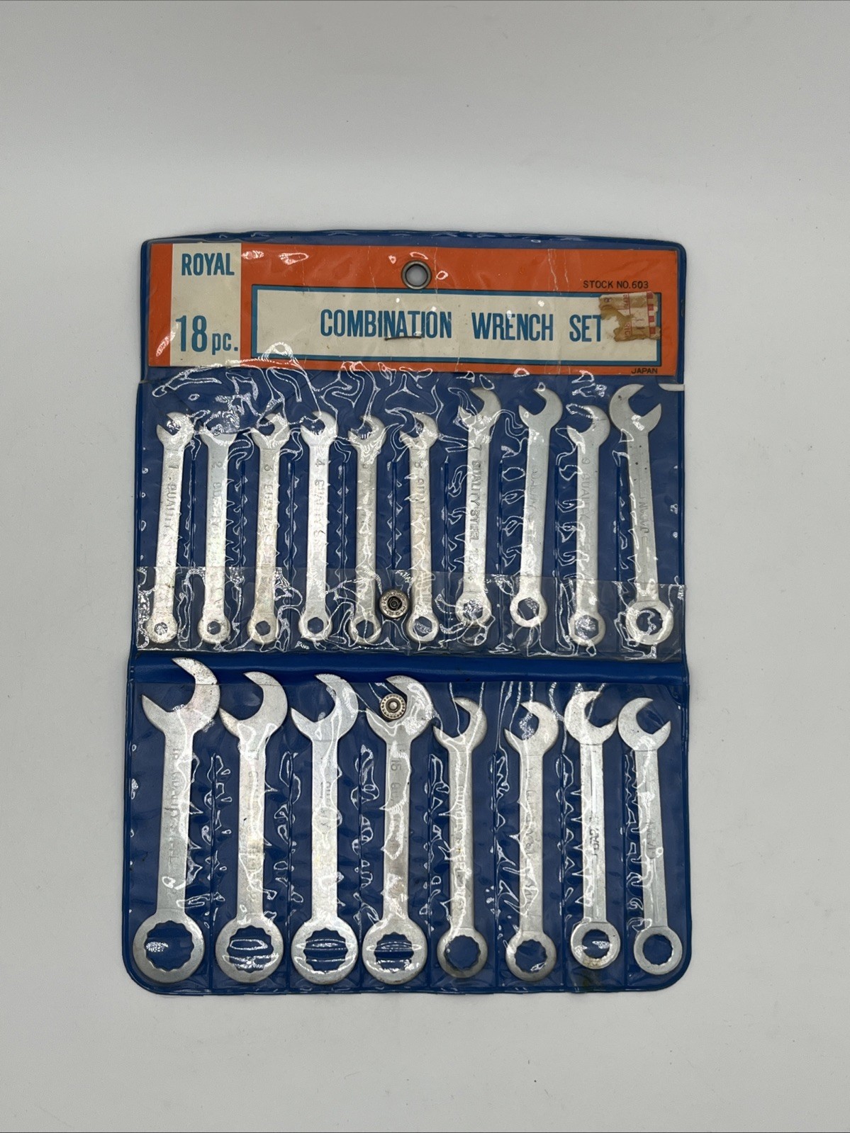 Vintage 18pc Royal Combination Wrench Set No. 603 Japan Ignition Wrench Set SAE