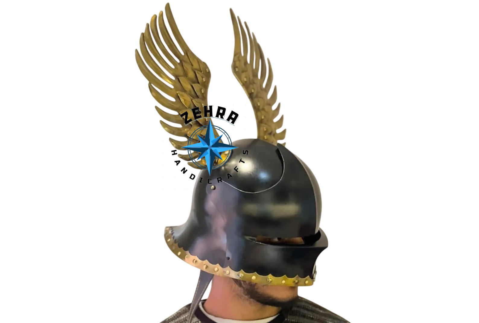 ZEHRA Medieval Helmet Gothic Knight Armor Steel Helmet LARP Cosplay Halloween