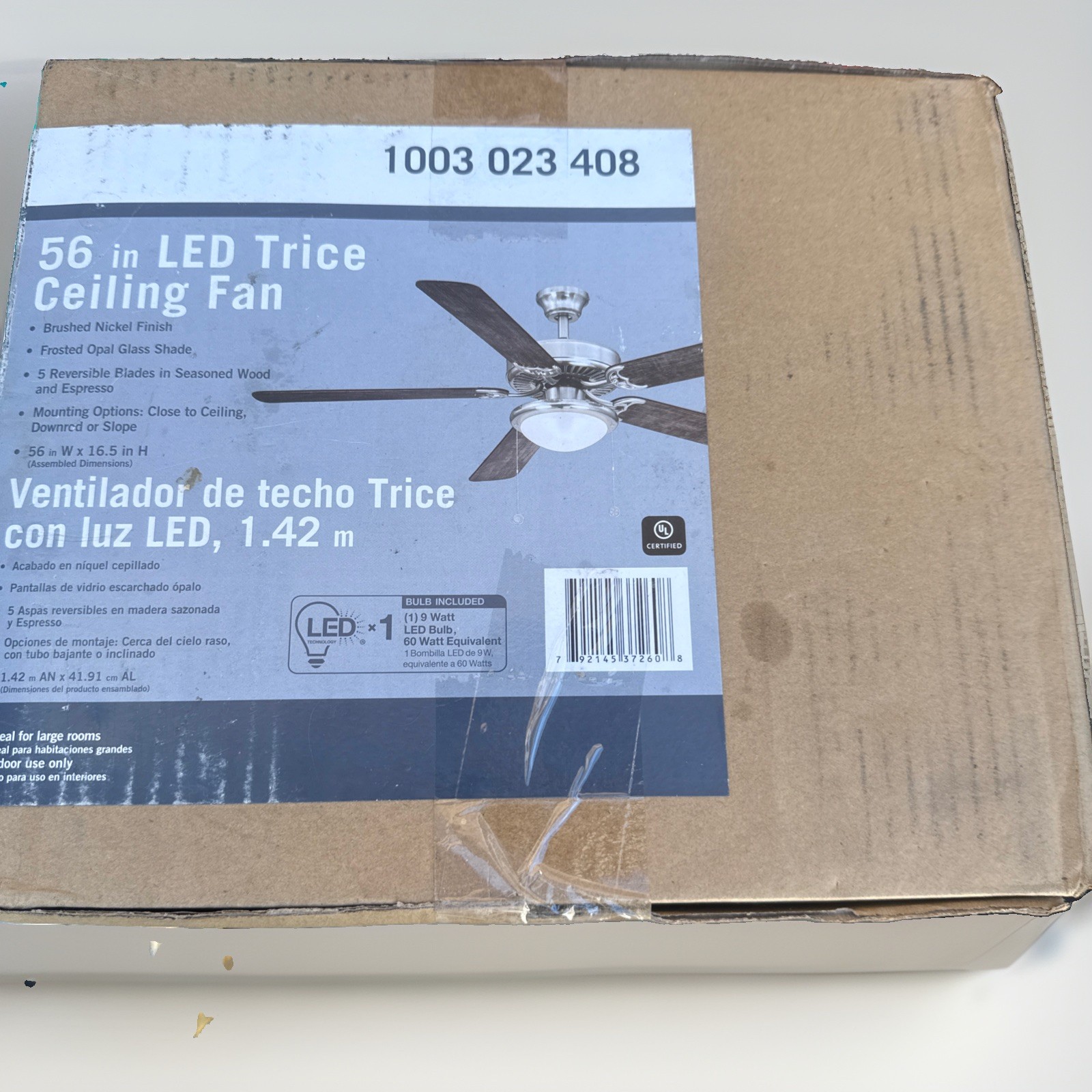 Hampton Bay Trice 52 in. LED Espresso Bronze Ceiling Fan Hampton Bay Trice 52 in. LED Espresso Bronze Ceiling Fan