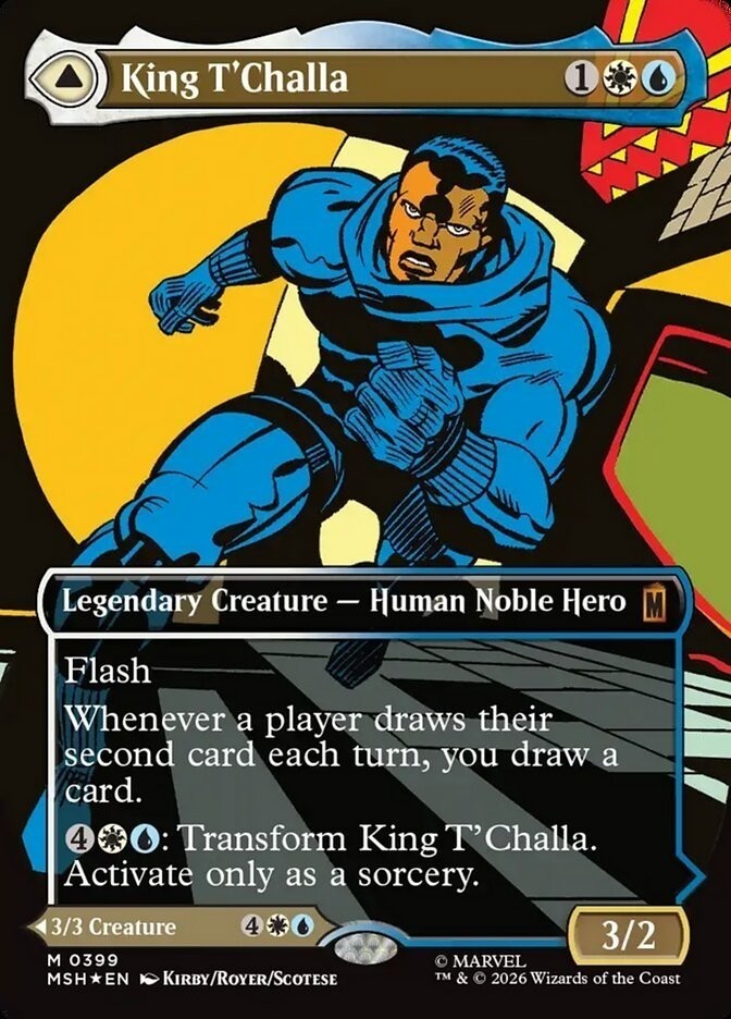 King T\'Challa (Borderless Comic) (0399) Marvel Super Heroes Foil Playtest Card