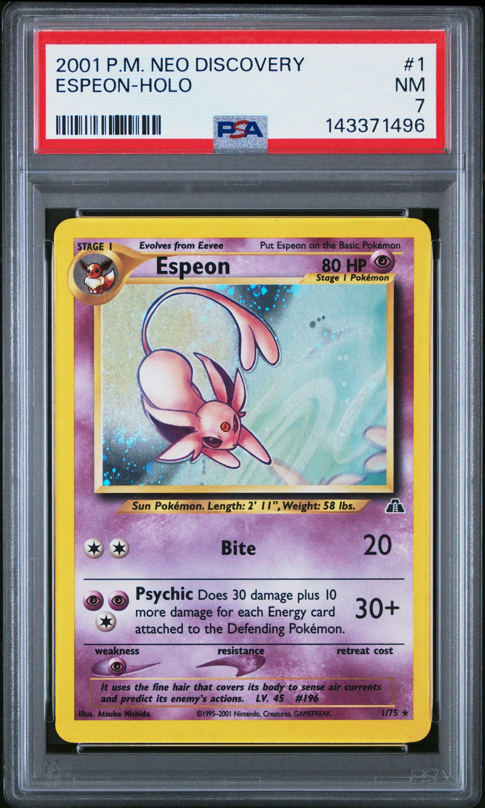 2001 Pokemon Neo Discovery Holo Espeon #1 PSA 7