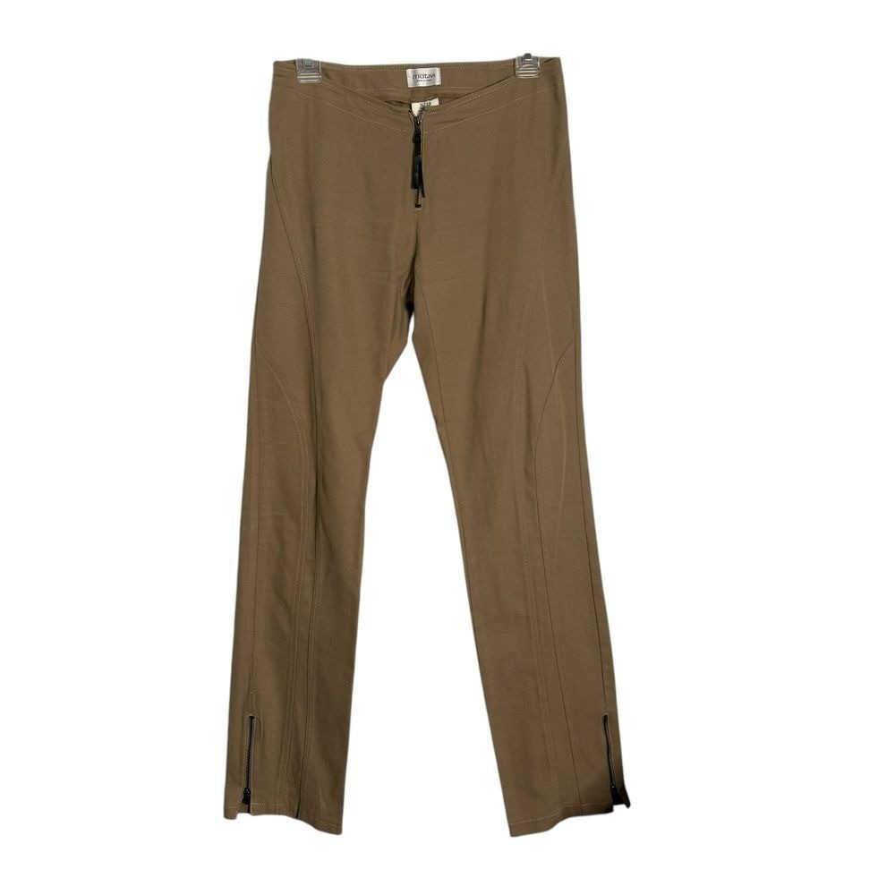 Motivi Y2K Brown Straight Leg Italian Pants Exposed Zipper Size 6 Casual
