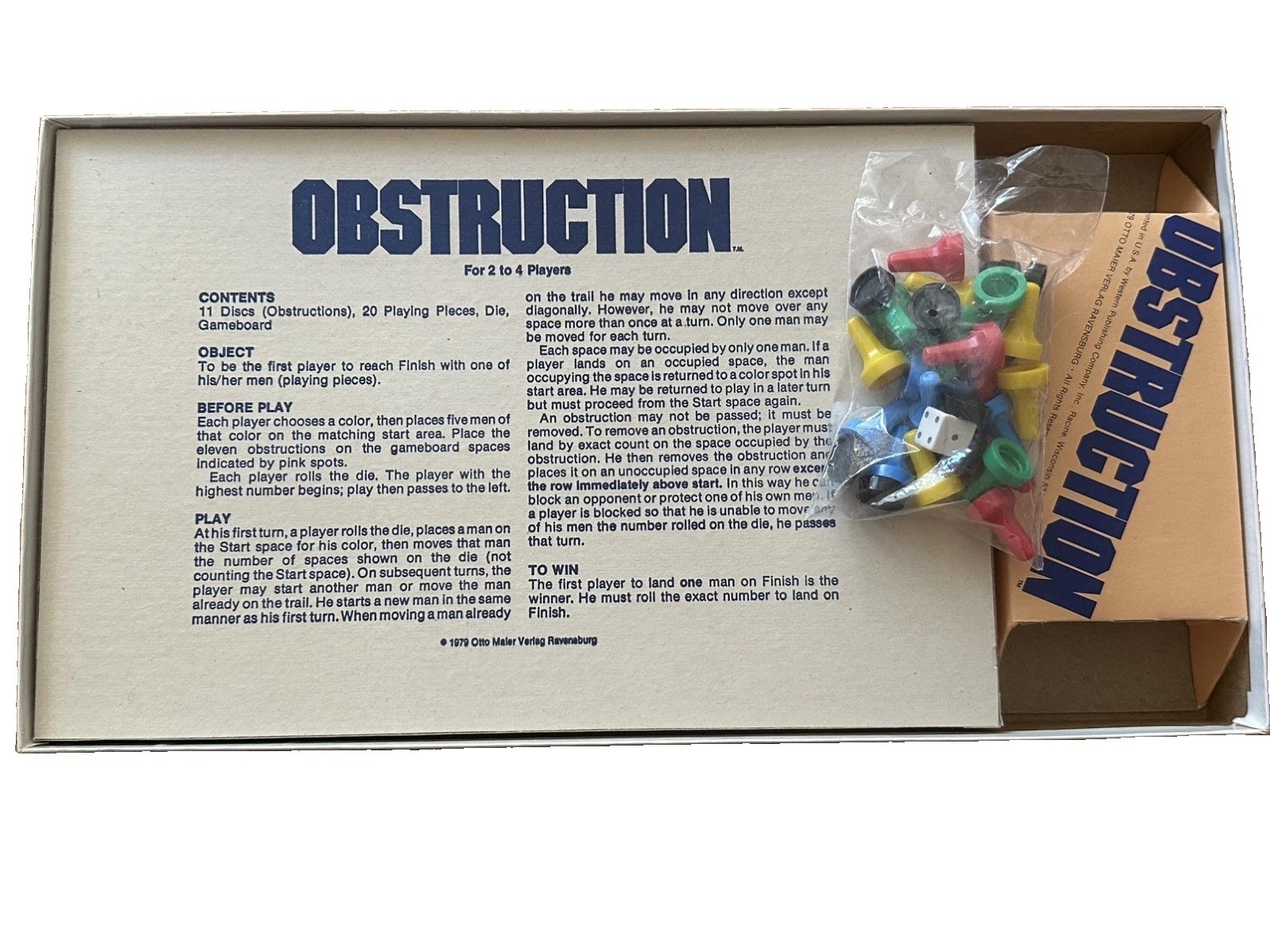 *VINTAGE* 1979 OBSTRUCTION Game by Whitman Never Played Sealed Game Pieces