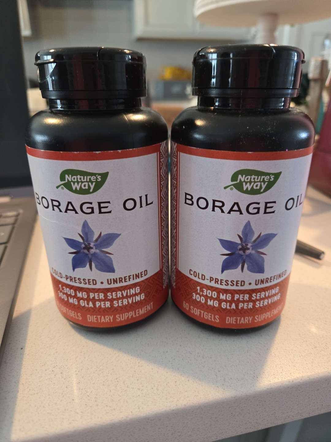 2×Nature\'s Way Borage Oil 1300 mg (Cold Pressed) 60 Softgels 2×Nature\'s Way Borage Oil 1300 mg (Cold Pressed) 60 Softgels