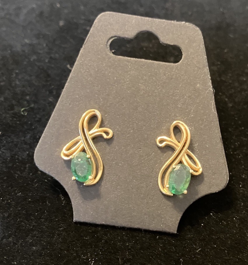 Vintage 14k Gold Emerald Earrings Acid Tested