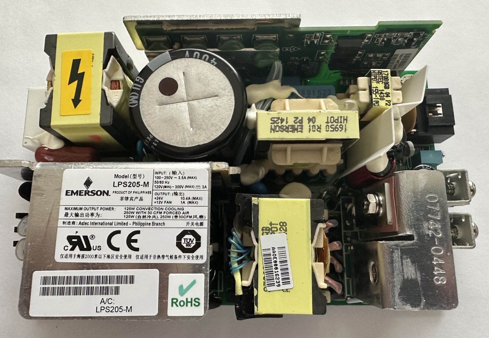 Emerson/Artesyn Embedded Power LPS205-M 24V 10.4/5.2A Open Frame AC-DC Converter Emerson/Artesyn Embedded Power LPS205-M 24V 10.4/5.2A Open Frame AC-DC Converter