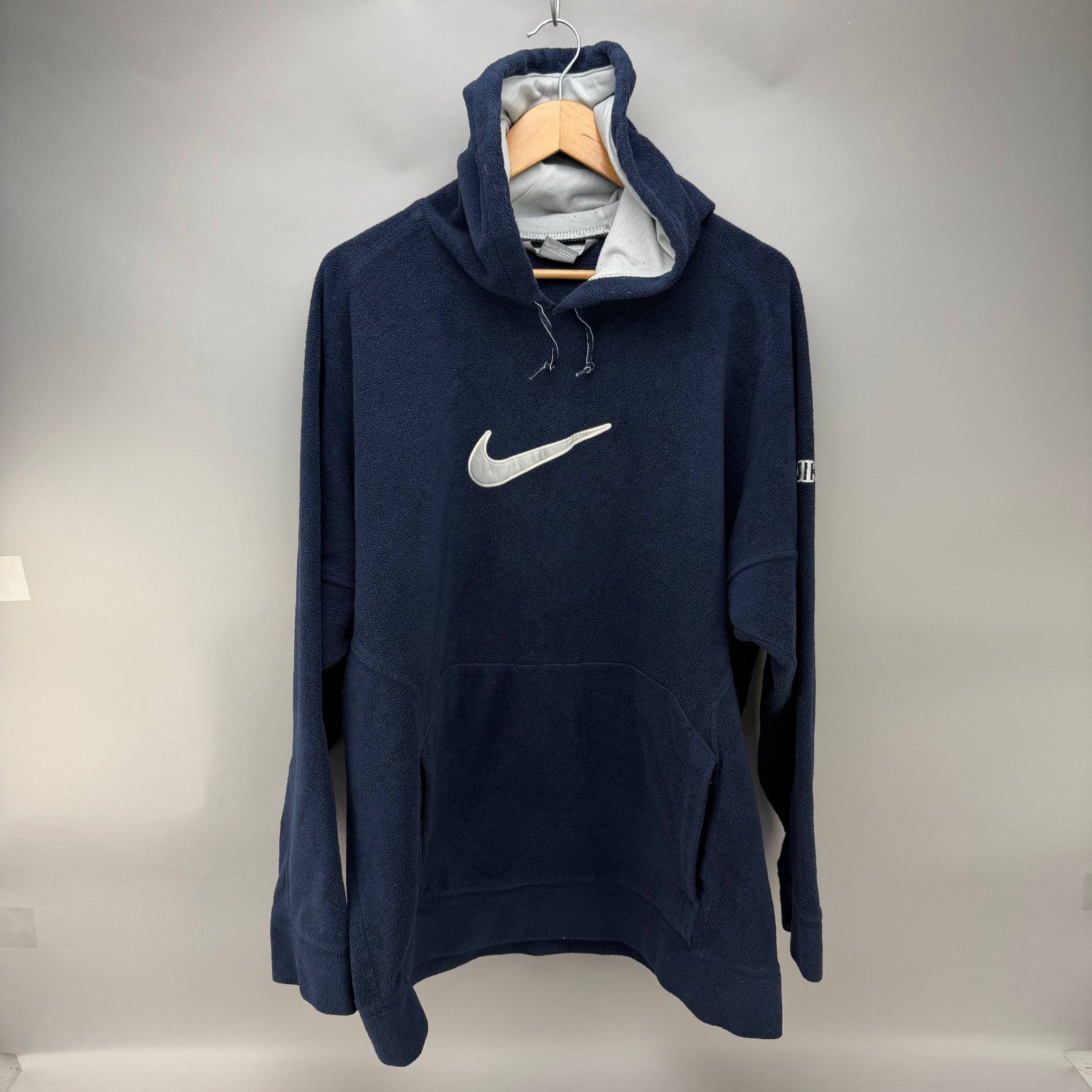 Vintage Y2K Nike Big Center Swoosh Navy Fleece Hoodie Sweater Mens Size XL