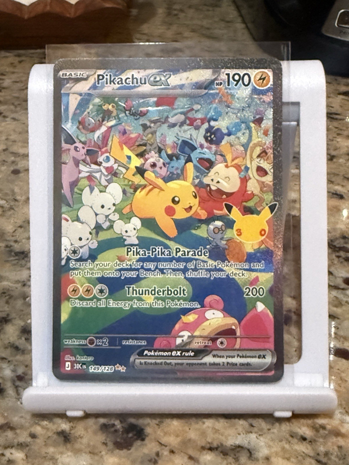 Pikachu ex 149/128 30th anniversary Full Art Holo 190 HP