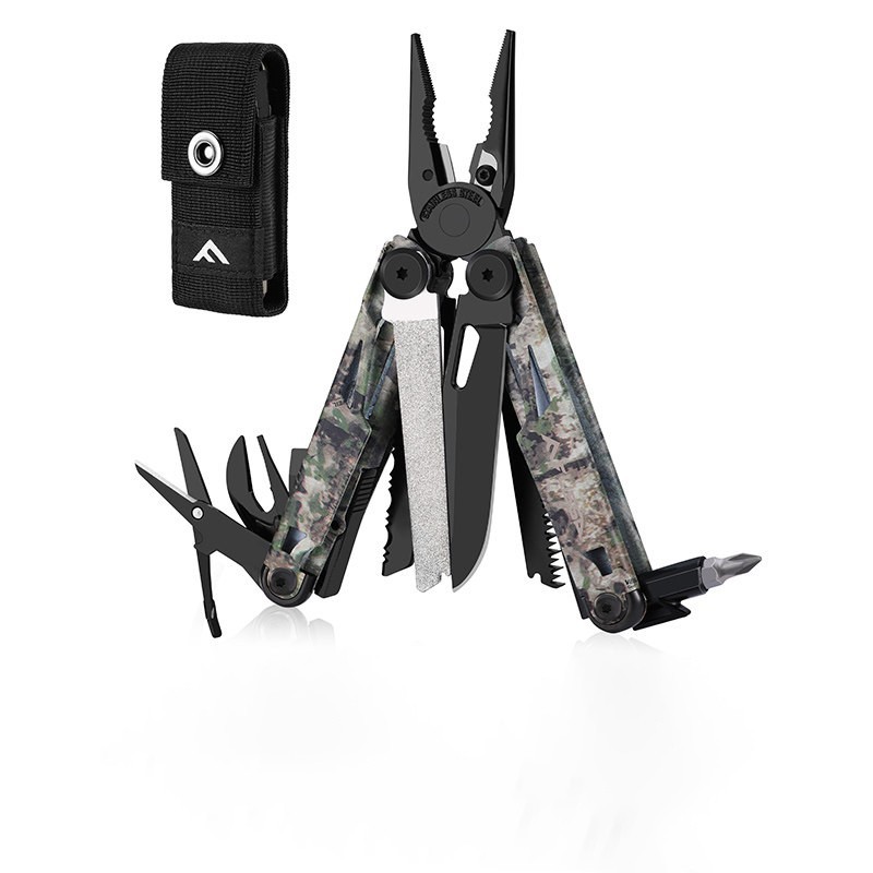 FLISSA 18-in-1 Camo Multi Tool Pliers Camping EDC Utility Tool