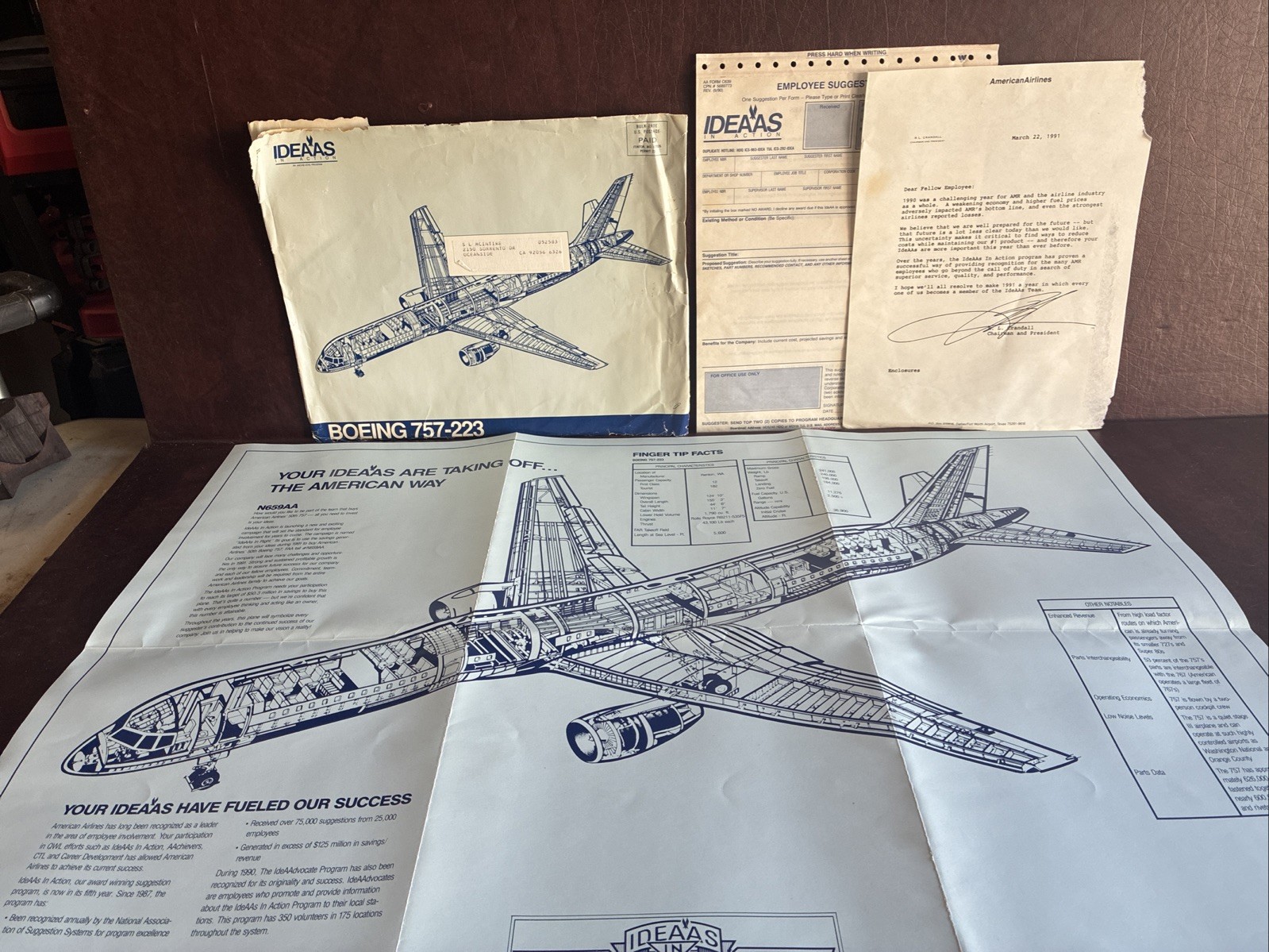 Vintage American Airlines Boeing 757 Poster Employee Suggestion Form Vintage American Airlines Boeing 757 Poster Employee Suggestion Form