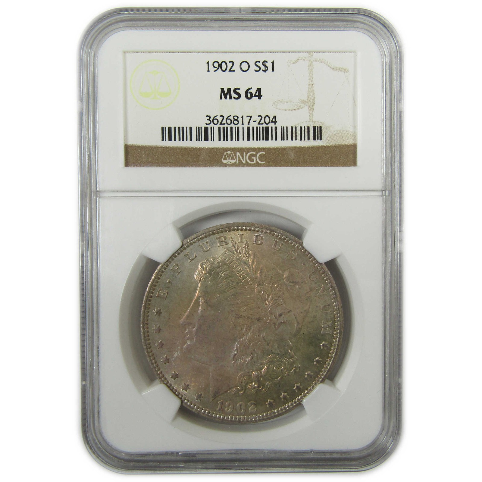 1902 O Morgan Silver Dollar MS 64 NGC $1 Coin Toned SKU:CP1661 1902 O Morgan Silver Dollar MS 64 NGC $1 Coin Toned SKU:CP1661