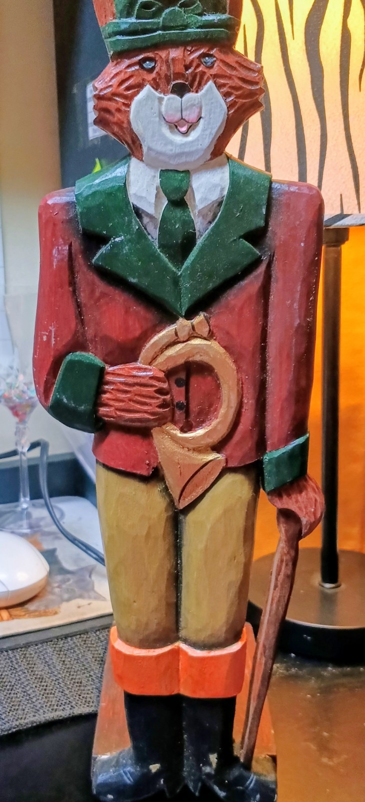 Vintage hand carved hand painted Fox shelf sitter Vintage hand carved hand painted Fox shelf sitter