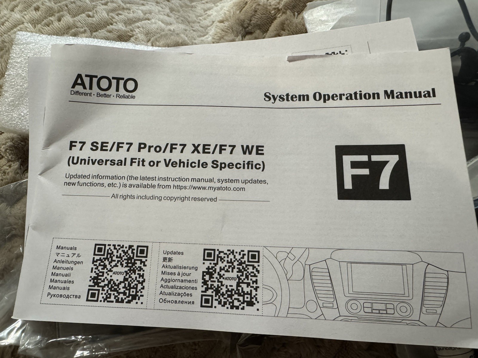 ATOTO -F7 SE/F7 Pro/F7 XE/F7 WE ATOTO -F7 SE/F7 Pro/F7 XE/F7 WE