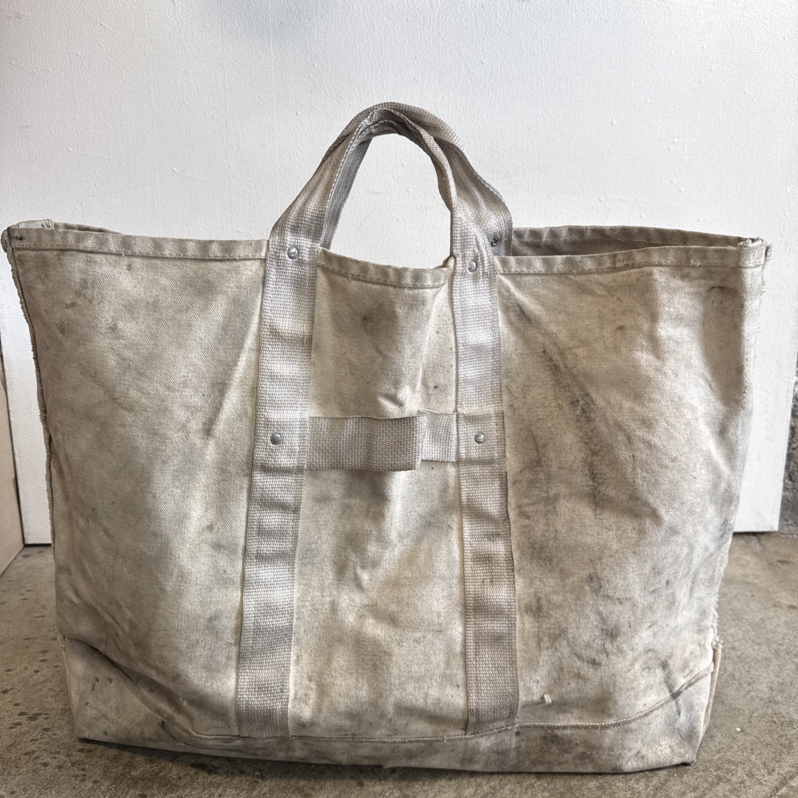 Vintage Bell System Style Lineman Canvas Tote Bag No Stencil Riveted Distressed