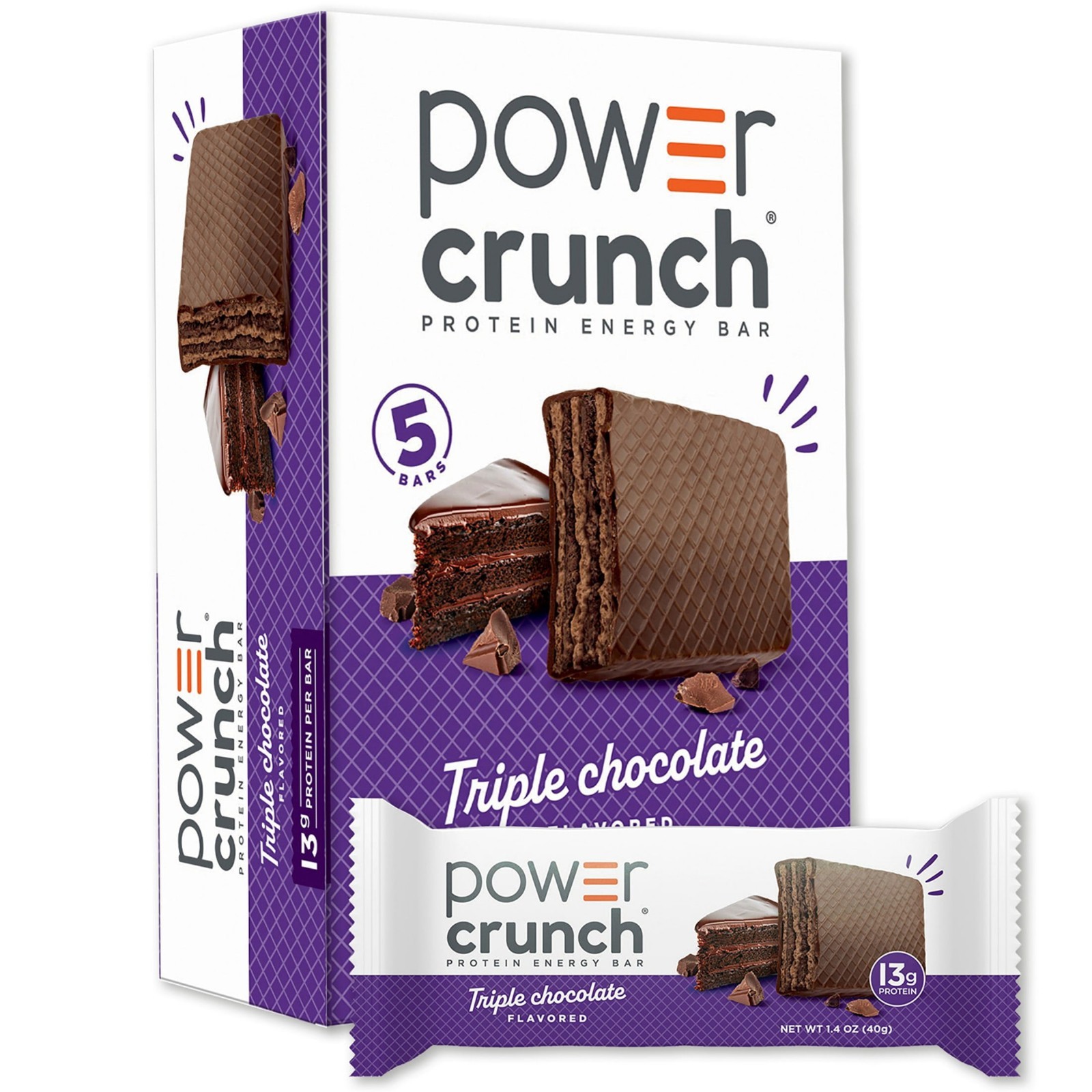 Power Crunch Protein Energy Bars, Triple Chocolate 1.4 oz, 5 Count Carton Power Crunch Protein Energy Bars, Triple Chocolate 1.4 oz, 5 Count Carton