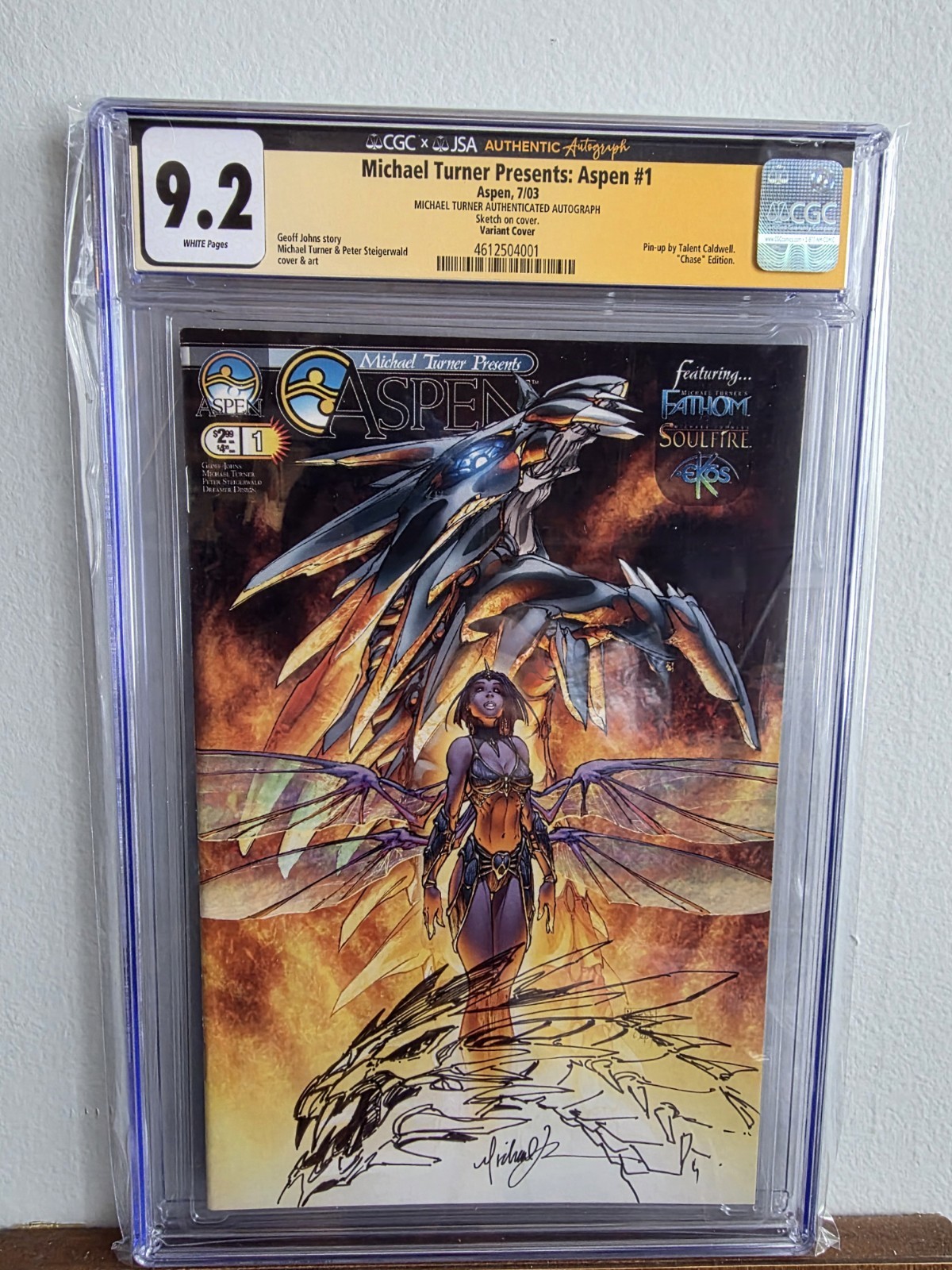 Michael Turner's Aspen #1 PSA 9.2 signature And original art Sketch Michael Turner's Aspen #1 PSA 9.2 signature And original art Sketch