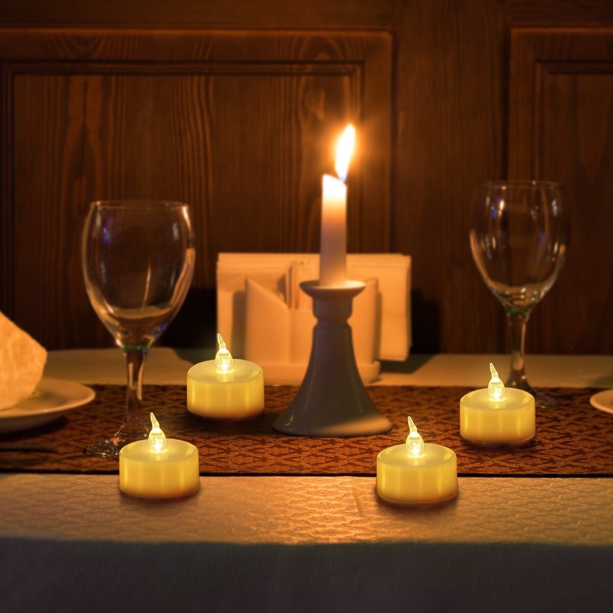 Battery Operated Flameless LED Tealight Candle Flickering Tea Lights Fake Candle