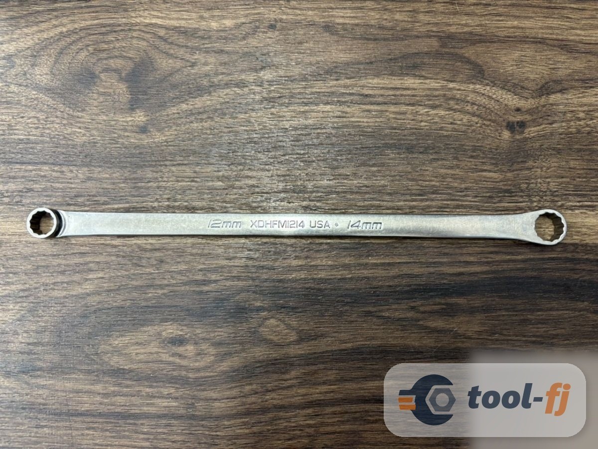 Snap-on XDHFM1214 12mm x 14mm Extra Long Straight Box Wrench for Deep Bolts Used