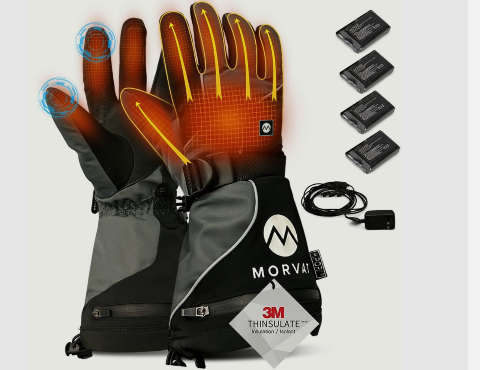 Morvat 16+ Hour Charge Men/Women Rechargeable Battery Electric Heated Gloves Morvat 16+ Hour Charge Men/Women Rechargeable Battery Electric Heated Gloves