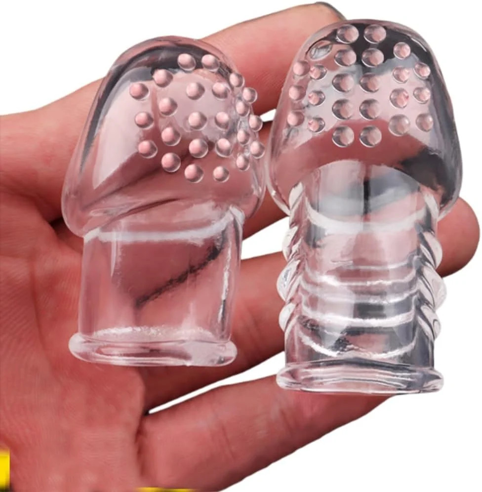 2 Pcs Reusable Clear Penis Sleeve, Soft Phimosis Stretcher Glans Condom with Lar