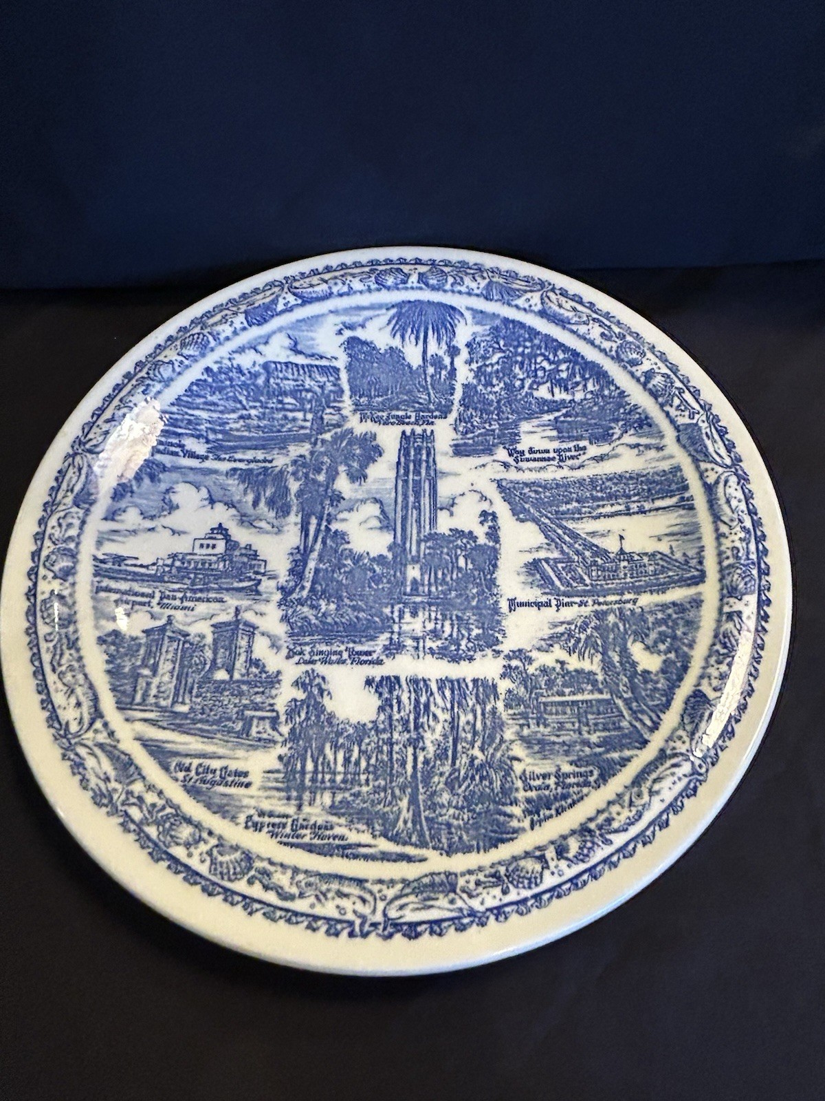 Vernon Kilns Plate Florida Empire of the Sun Singing Tower Cypress Gardens