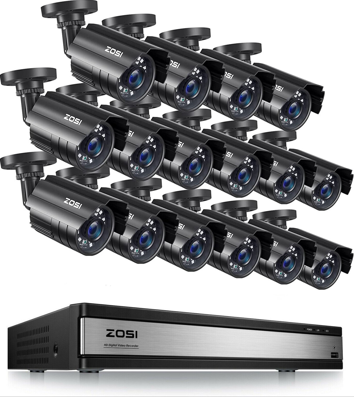 ZOSI 16CH H.265+ 1080P CCTV Home Outdoor Security Camera System IR Night 2/4TB