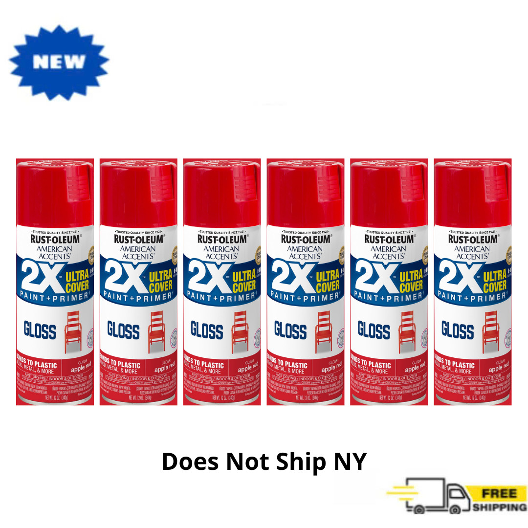 6 Pack Rust-Oleum 2X Ultra Cover Spray Paint, Apple Red, Gloss, 12 oz, Fast Dry 6 Pack Rust-Oleum 2X Ultra Cover Spray Paint, Apple Red, Gloss, 12 oz, Fast Dry
