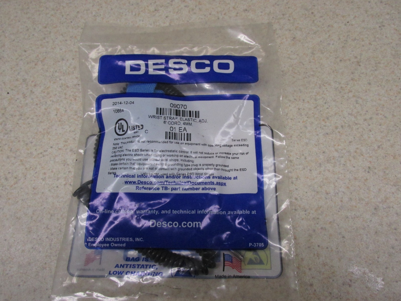 Desco 09070 6 ft ESD wrist strap 4mm Desco 09070 6 ft ESD wrist strap 4mm