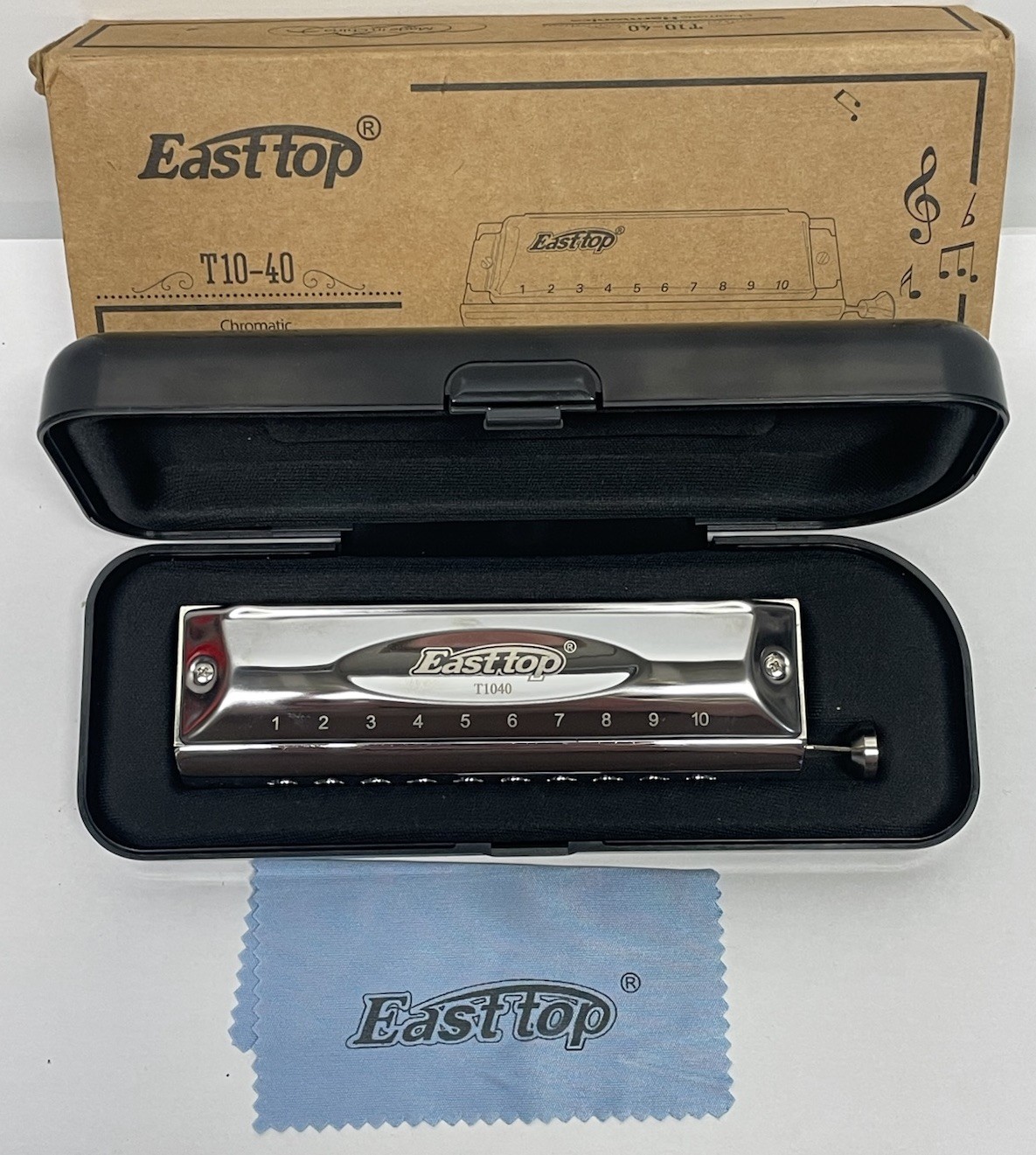 EASTTOP T10-40 10 Hole 40 Tones Chromatic Harmonica Pure Thick Key of C Beginner