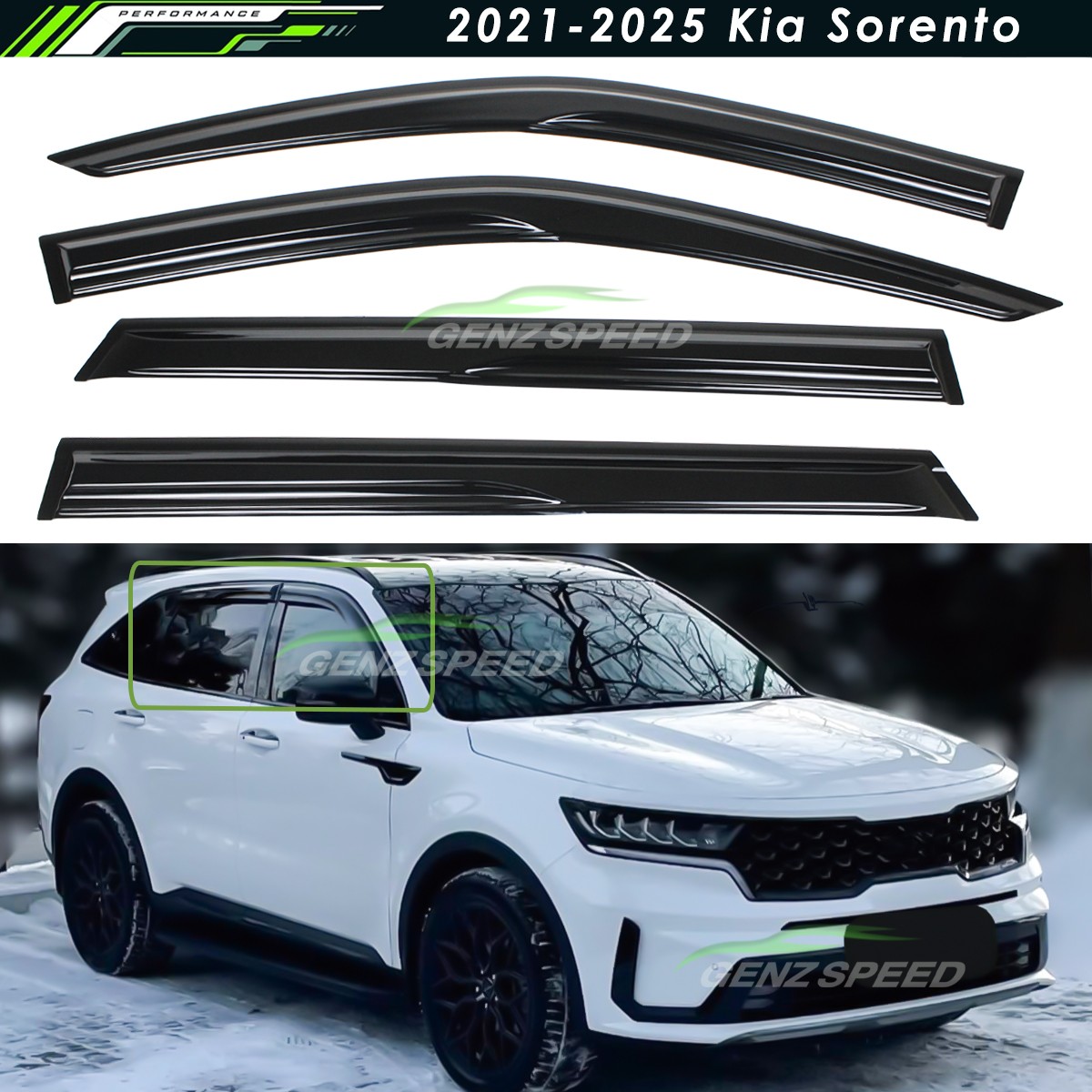 For 2021-2026 Kia Sorento MQ4 Mugen Style Window Visors Rain Guards Deflectors
