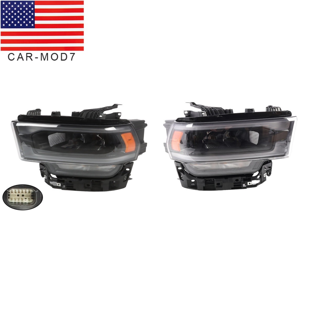 For 2019-2024 Ram 2500/3500 LED Headlight w/ Bulb Black Bezel Right+Left Pair For 2019-2024 Ram 2500/3500 LED Headlight w/ Bulb Black Bezel Right+Left Pair