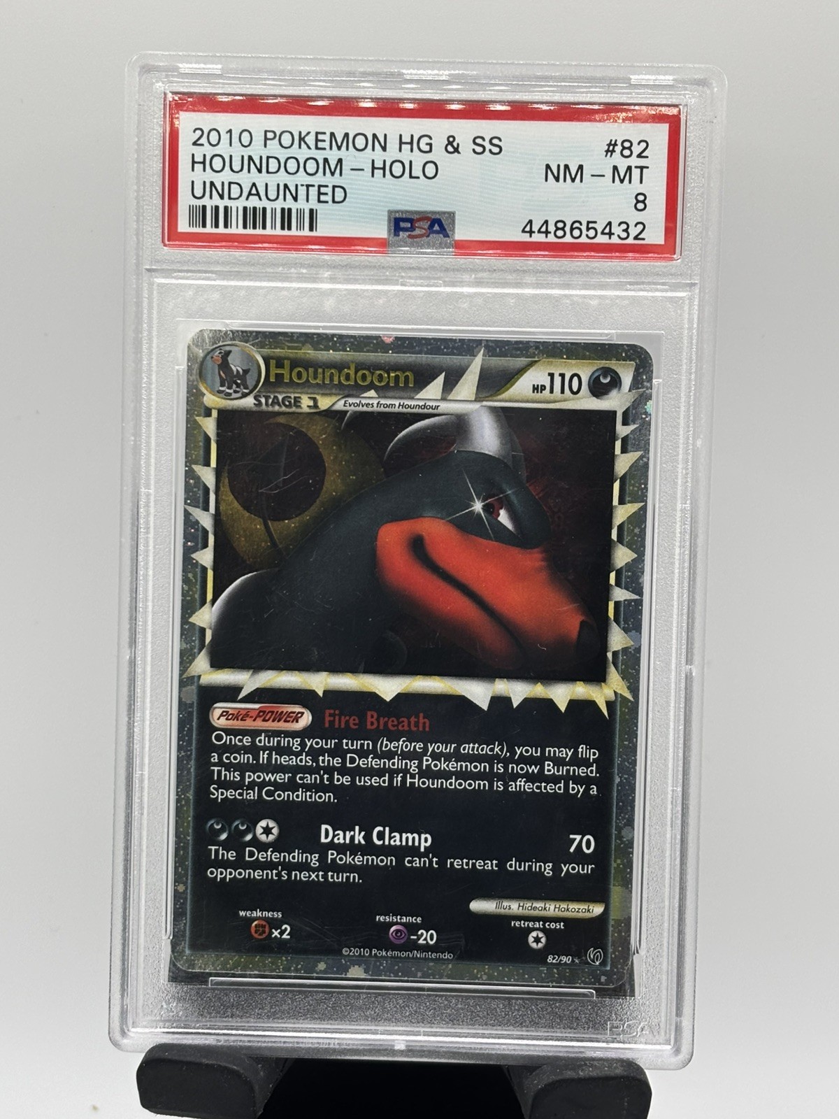 Pokemon 2010 Undaunted Houndoom Prime Holo 82/90 EN PSA 8 Low Pop moon swirl