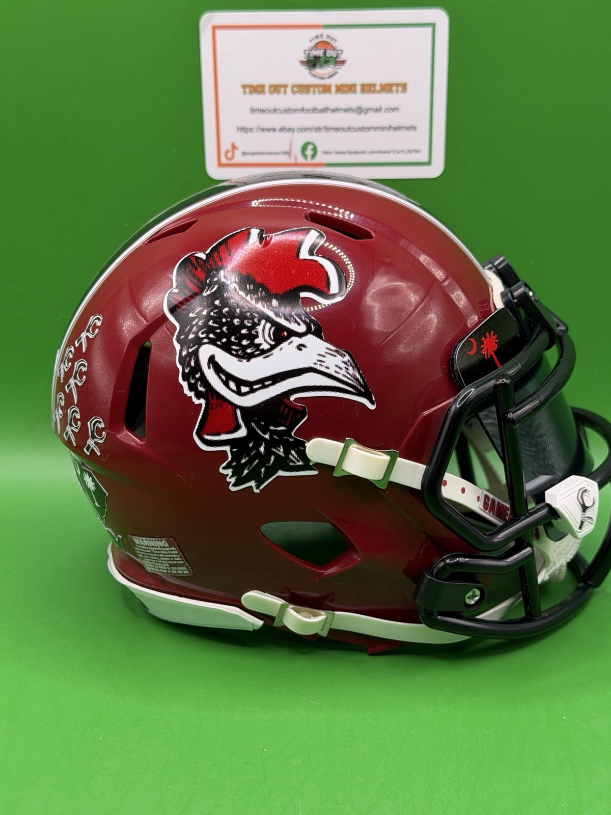 NEW  South Carolina Gamecocks Custom BIG SPUR MINI FOOTBALL HELMET 👀👀with Vi