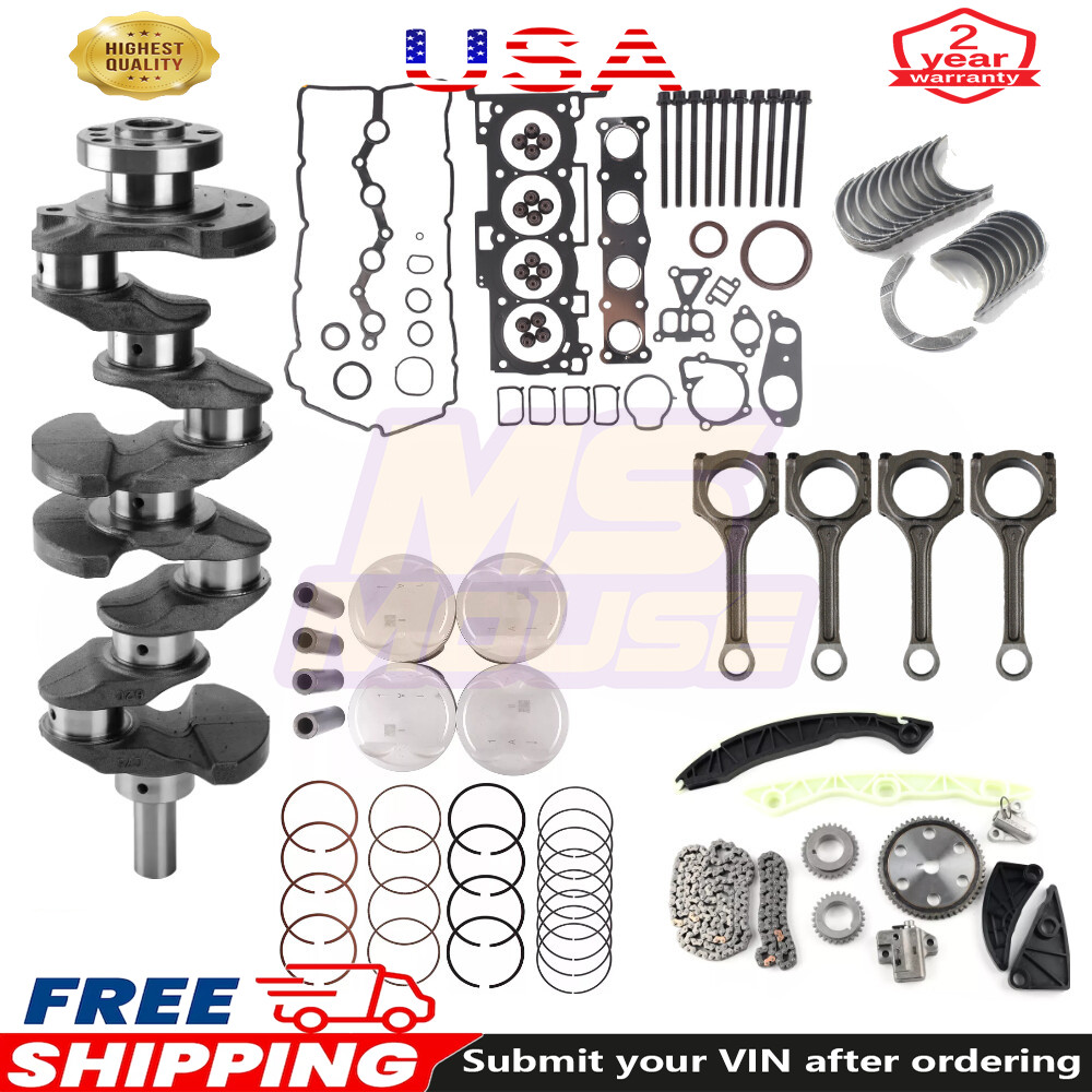 Engine Overhaul Rebuild Kit - Crankshaft Rods / Timing For Hyundai KIA G4KD 2.0L