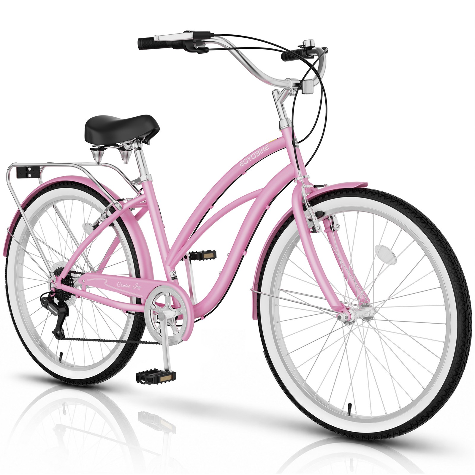 EOYOBIKE 7 Speed Commuter Bicycle for Adult Men Women 26 in Beach Cruiser Bike