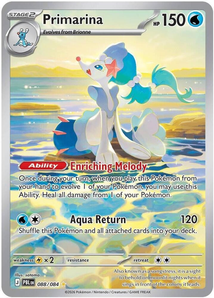 Pokemon TCG Pitch Black Primarina 088/084 Illustration Rare NM English Raw Pokemon TCG Pitch Black Primarina 088/084 Illustration Rare NM English Raw
