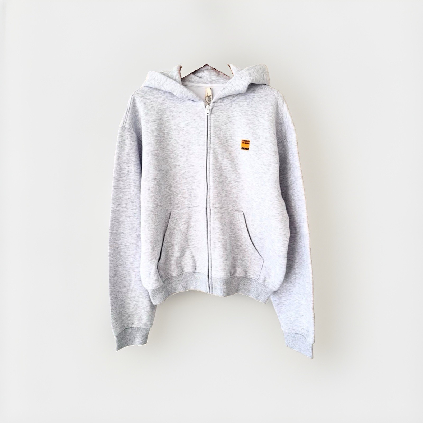 SKIMS Community Goods Gray Full Zip Hoodie w/ Pockets Cotton Fleece Size S Logo