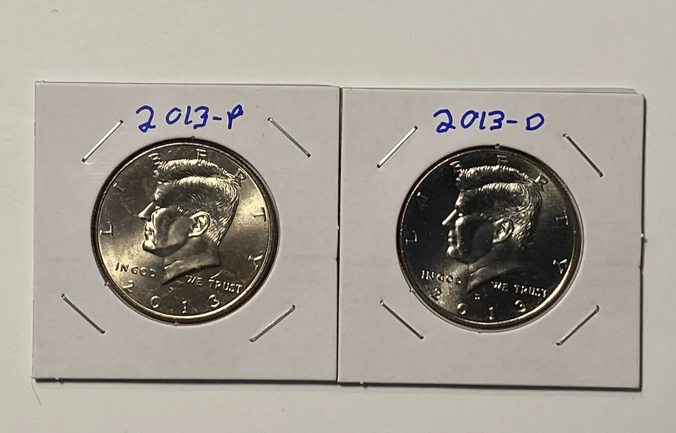 2013 P&D KENNEDY HALF DOLLAR Set (2 COIN SET) Brilliant Uncirculated Quality. 2013 P&D KENNEDY HALF DOLLAR Set (2 COIN SET) Brilliant Uncirculated Quality.