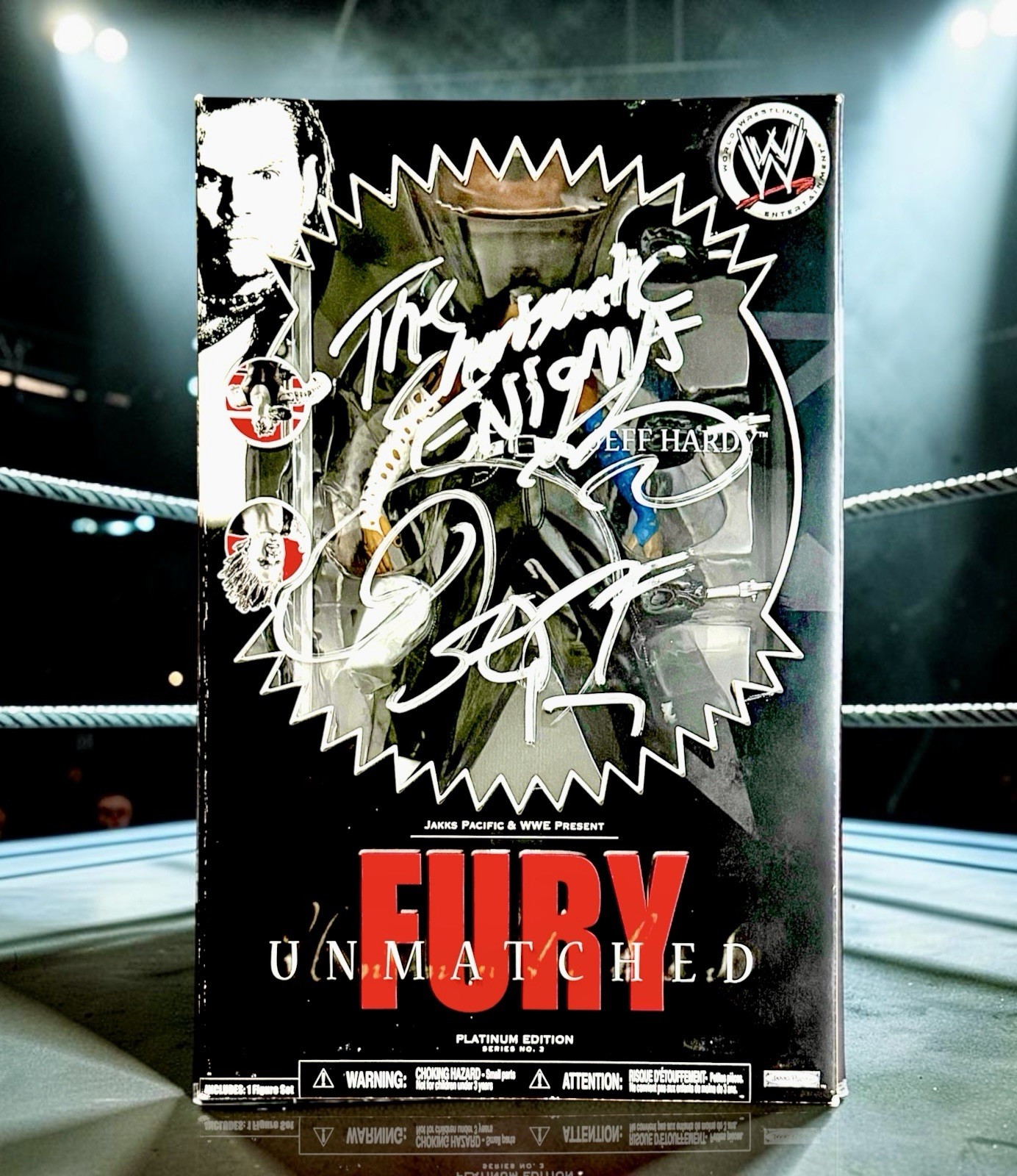 WWE JEFF HARDY SIGNED UNMATCHED FURY SERIES 3 TOY ACTION FIGURE WITH JSA COA