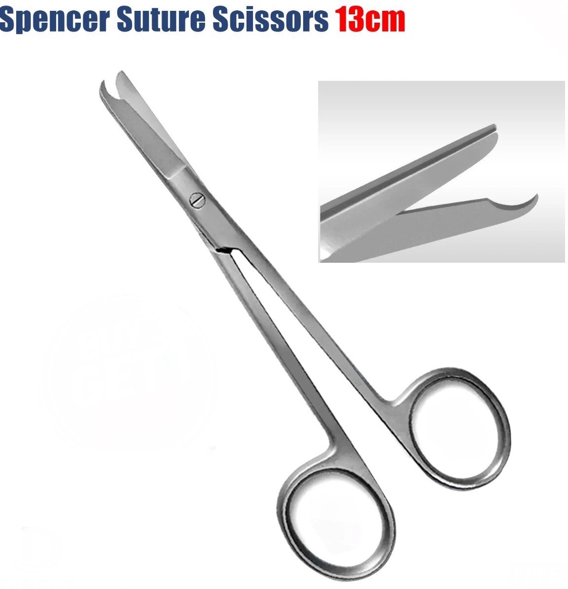1 Spencer Stitch Scissors 13cm Delicate With Suture Removal Hook Stainless CE