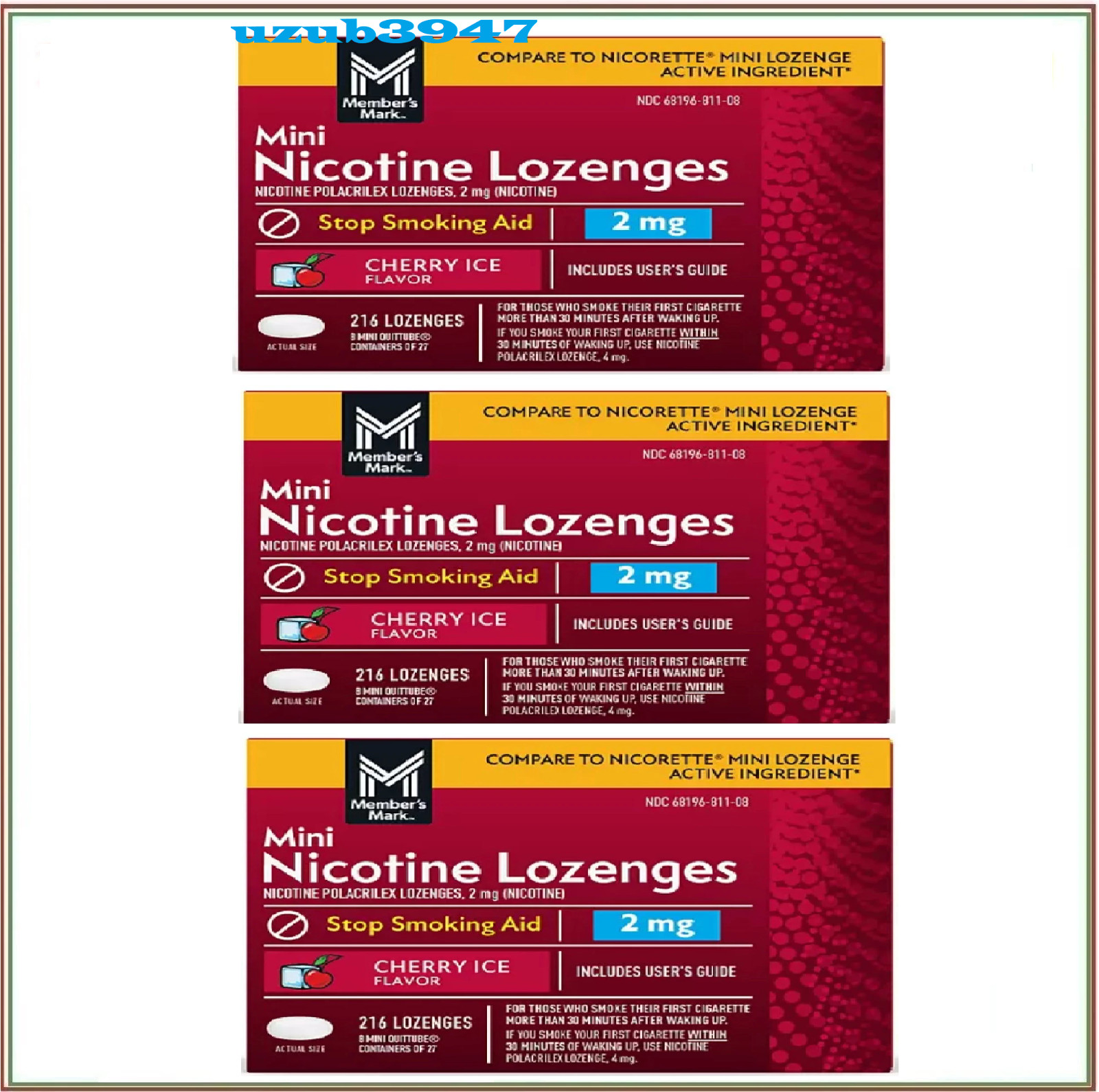 3 Pack - Member’s Mark Nicotine Mini Lozenge, 2 MG . 216 ct.
