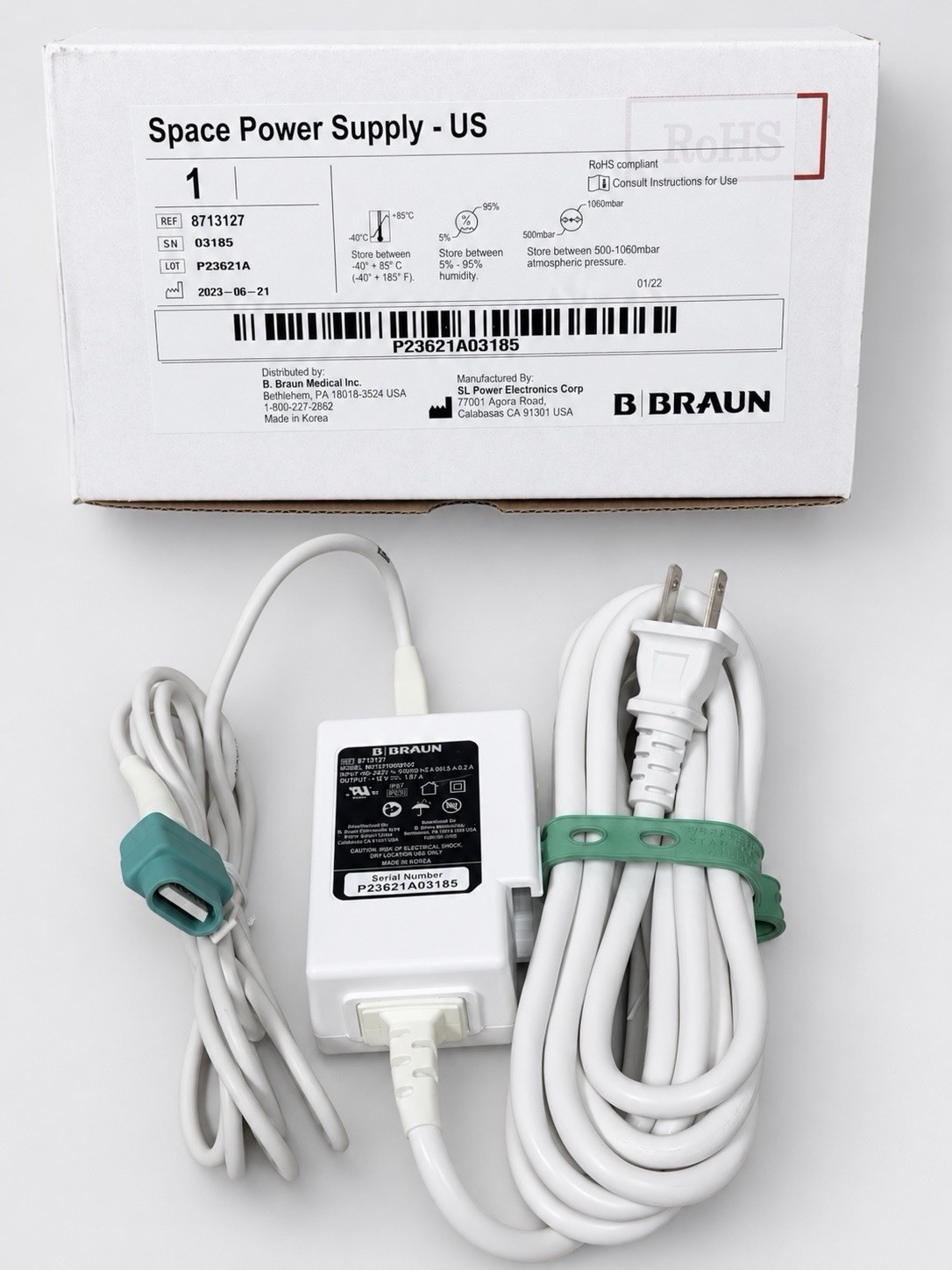 NEW B. Braun 8713127 Space Pump AC Power Adapter Infusomat Perfusor Power Supply