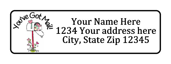 You\'ve got mail Personalized Return Address Labels 1/2 in by 1 3/4 in