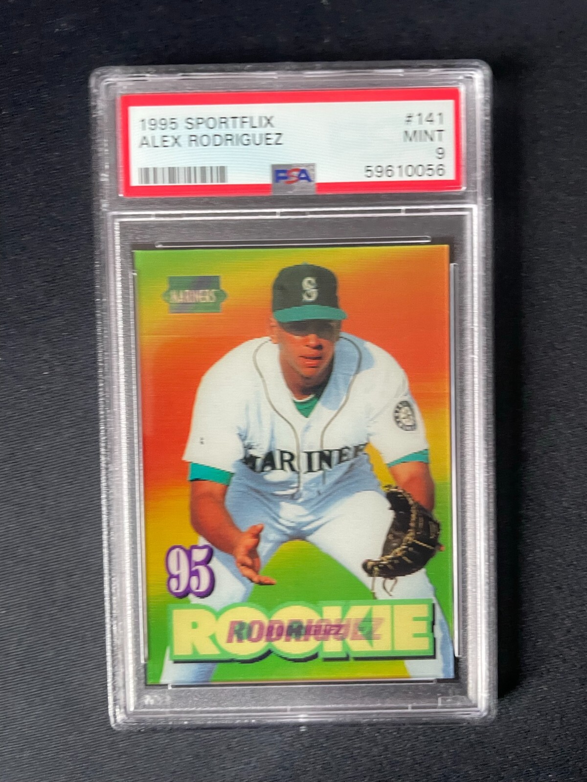 1995 Sportflix #141 Alex Rodriguez Mariners RC Rookie PSA 9 MINT YANKEES POP 56